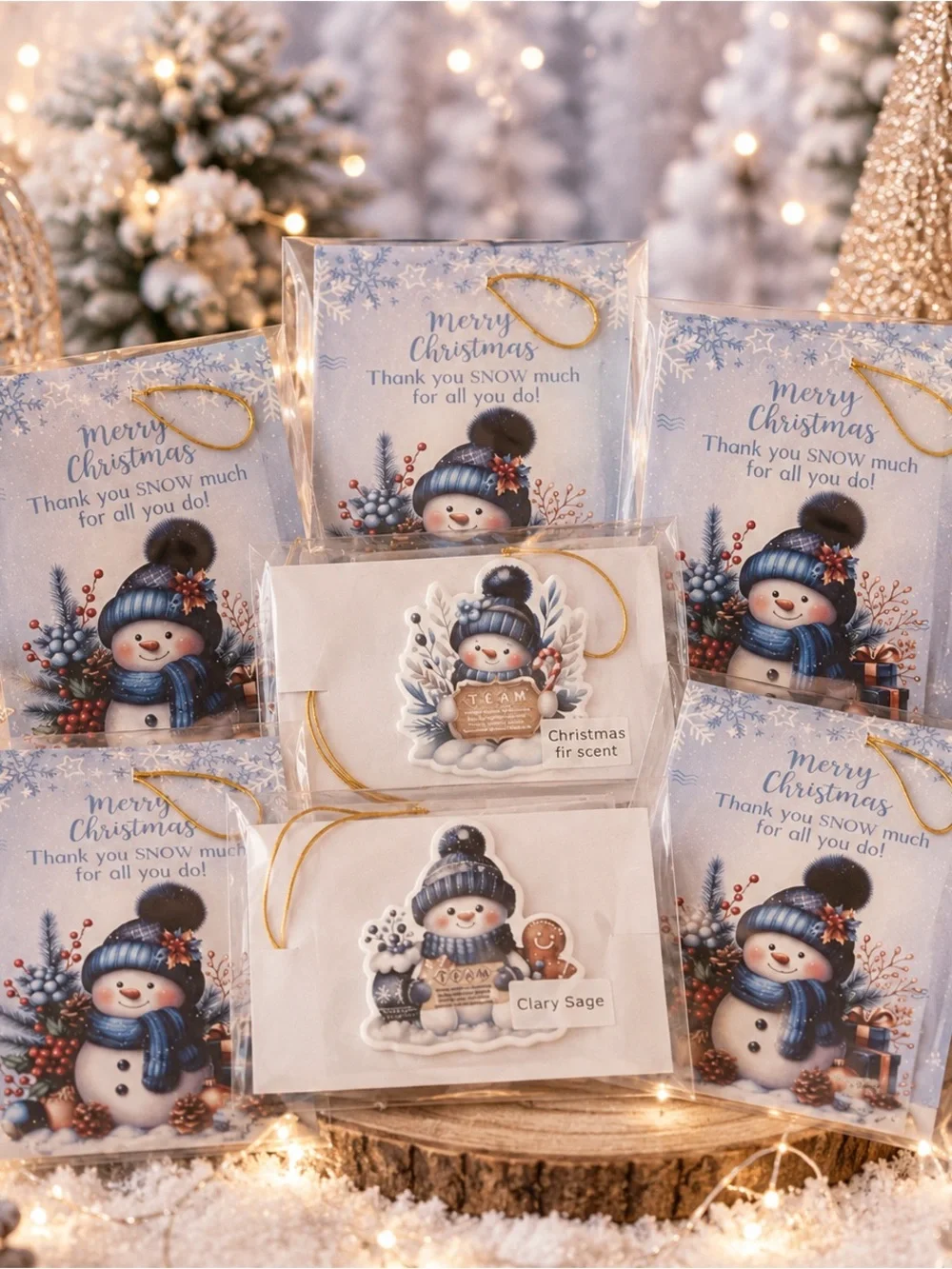 *Buy Now* Holiday Snowman Scented Air Freshener Thank You Set of 12